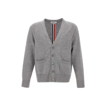THOM BROWNE Striped Long Sleeved Cardigan
