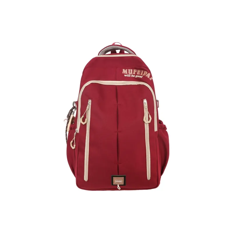 OUZIHUANG Nylon Backpack Unisex Black/White/Red-10