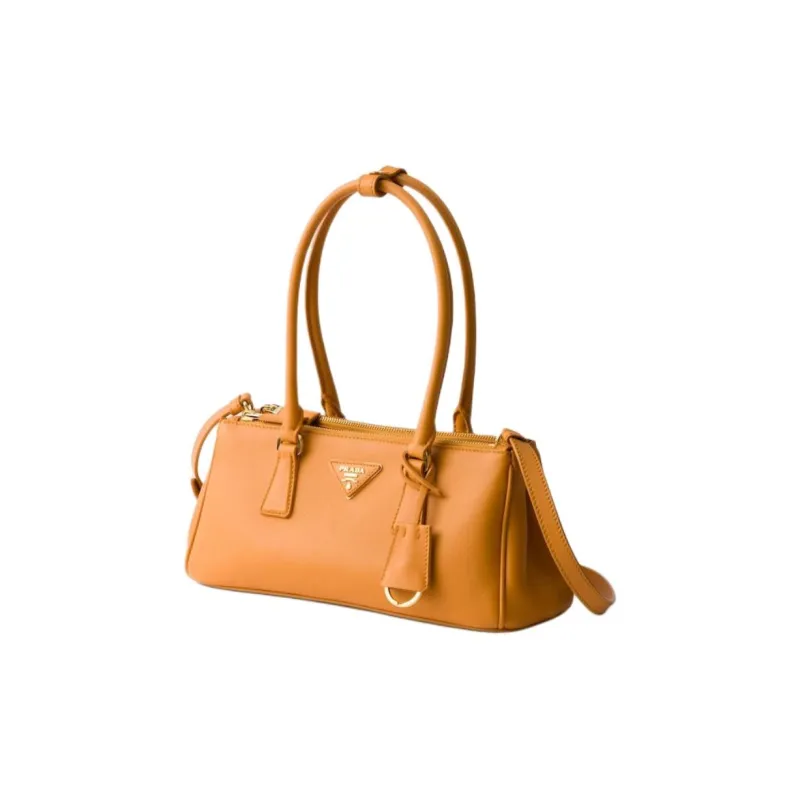 PRADA Calfskin Handbag, Shoulder Bag Medium Size Women's Amber-1