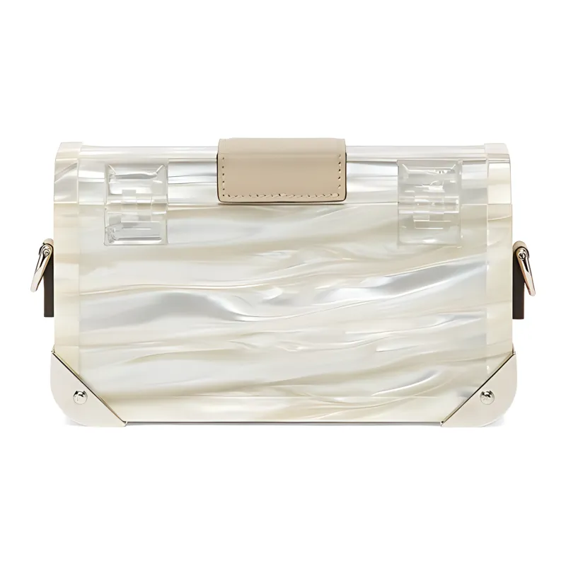 FENDI BaguetteTrunk Cow Leather Detail Baguette Bag Box Bag Shoulder Bag Crossbody Bag Mini Men's White/Beige-2