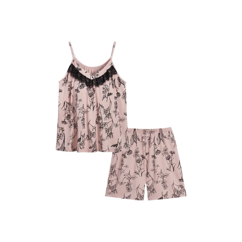 Sha Qian Pajama Set Women's Milk Tea Pink-0