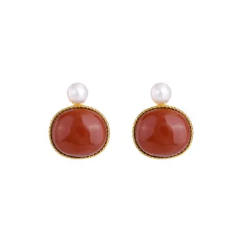 ZHENZHUAOMI Pearl Stud Earrings Women's