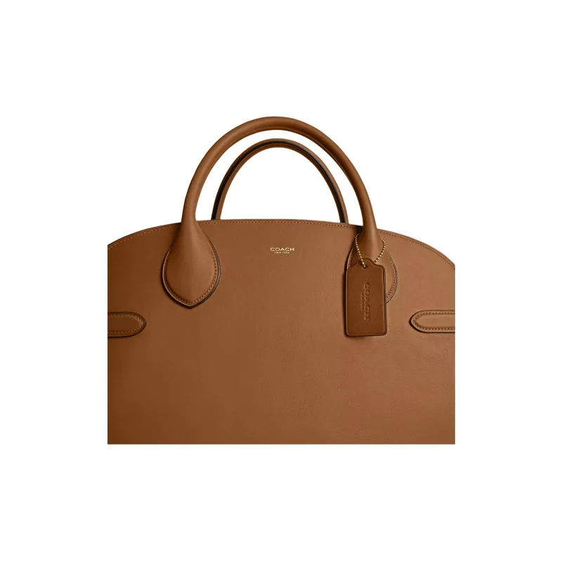 COACH Empire Carryall Textured Leather One Shoulder Handbag Large Size Women's Brass & Honey Brown-4