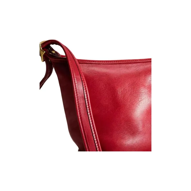 COACH Glove Tanned Leather Shoulder Bag, Crossbody Bag Medium Size Women's Red-4