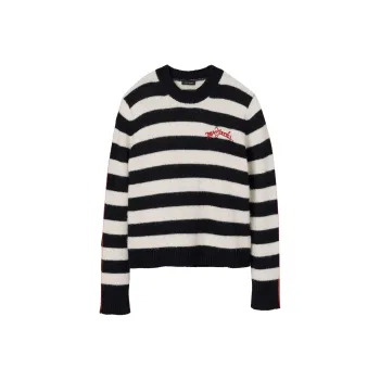 MARC JACOBS The Striped Brushed Logo Embroidered Jumper