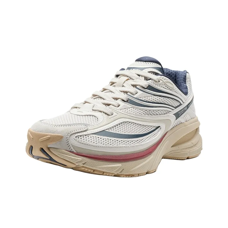 XTEP Small Basque 2nd Generation Slip Resistant Lightweight Height Increasing Low Top Casual Shoes Men's Gray Blue-1
