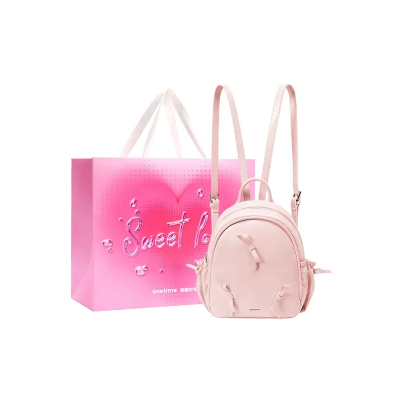 ONE TIME Synthetic Leather Backpack Regular Women's Black/Yellow Cream/Orchid Pink-11