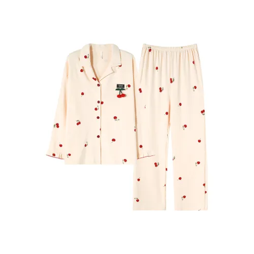 ELOF Pajama Set Women's Beige Yellow