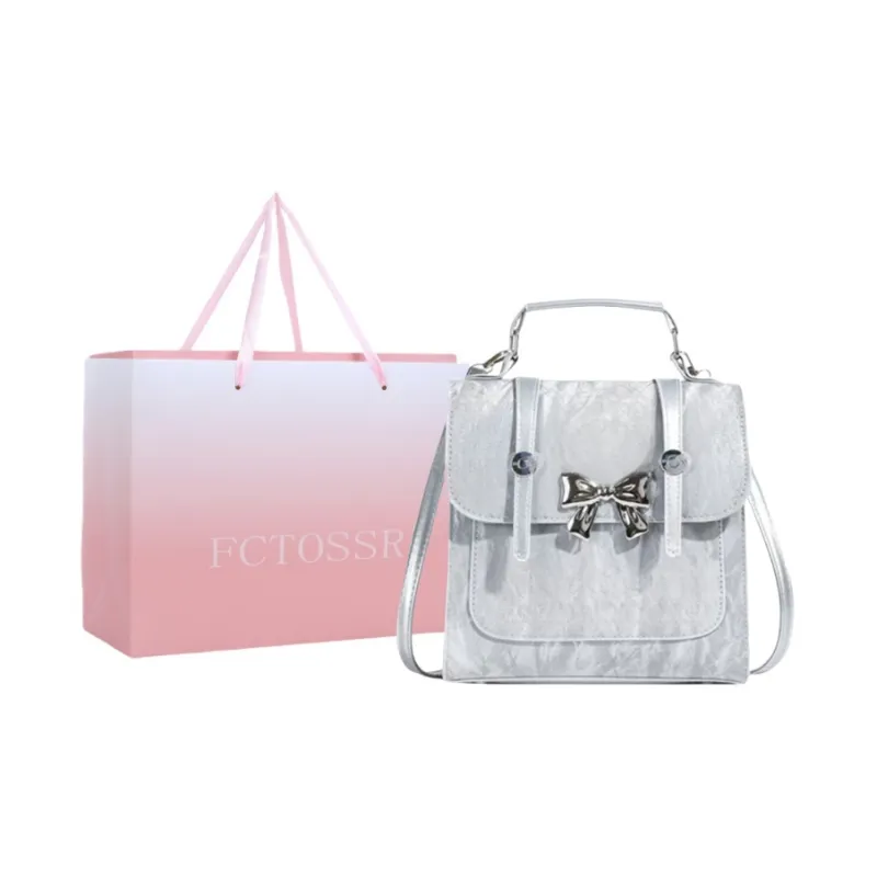 FCTOSSR PU Backpack Women's Silver Black Pink-0