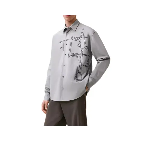 HERMES Shirts Men Flint Gray