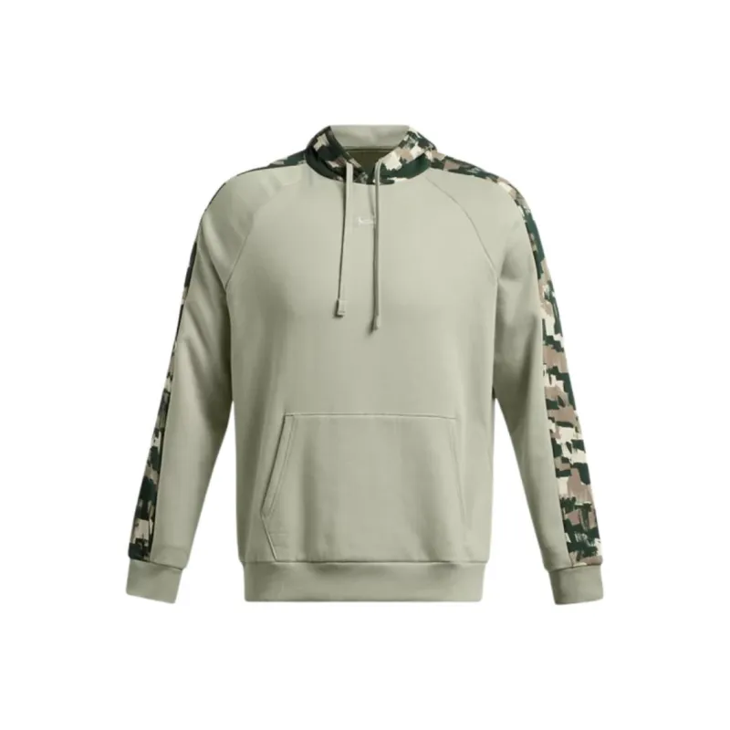 Under Armour Rival Fleece Camo Blocked Hoodie Sweatshirt Men's Light Green-0