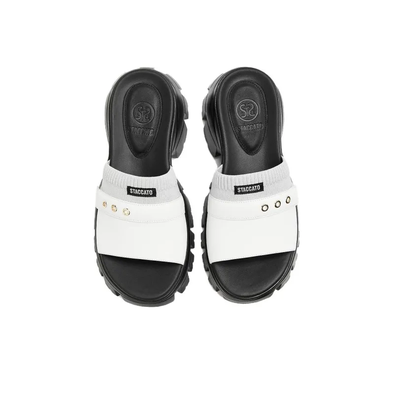Staccato Rubber Foam Outsole Slip Resistant Slide Slippers Women's Gray White-3