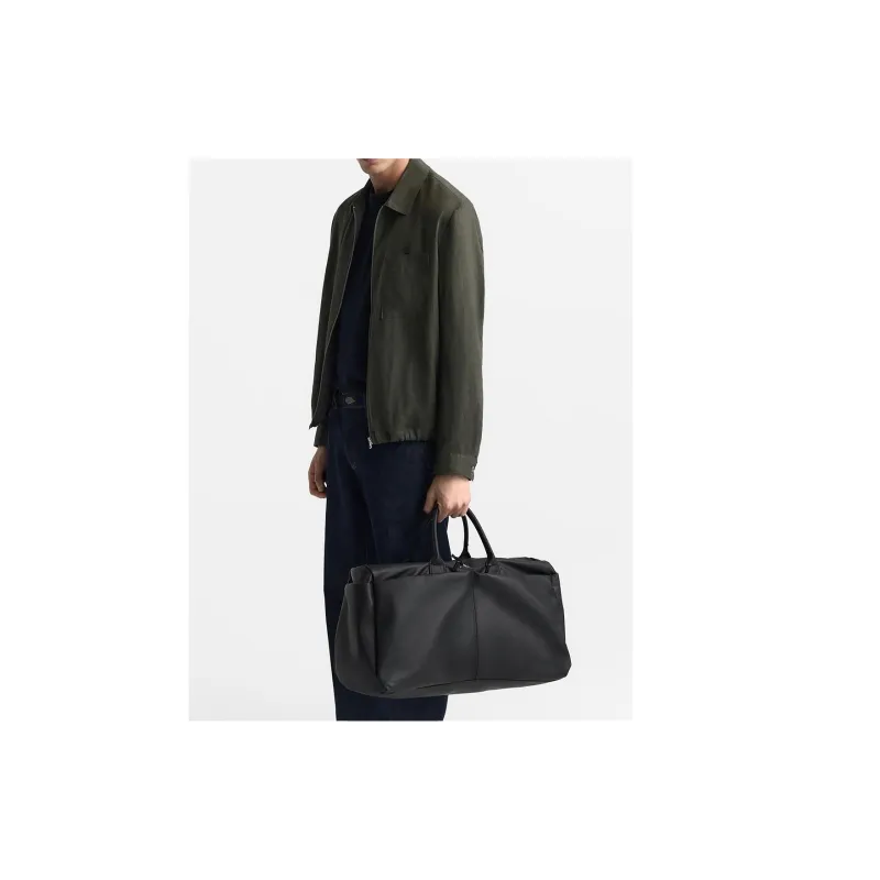 ZARA Polyurethane One Shoulder Crossbody Portable Travel Bag Men's Black-2