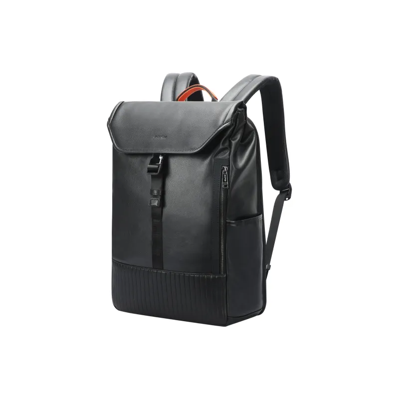 BOPAI Cow Leather Laptop Bag Backpack Men's Black-1