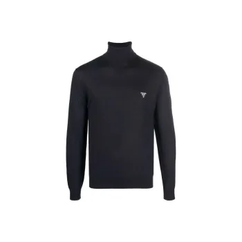 PRADA Logo Fine-Knit Turtleneck Jumper