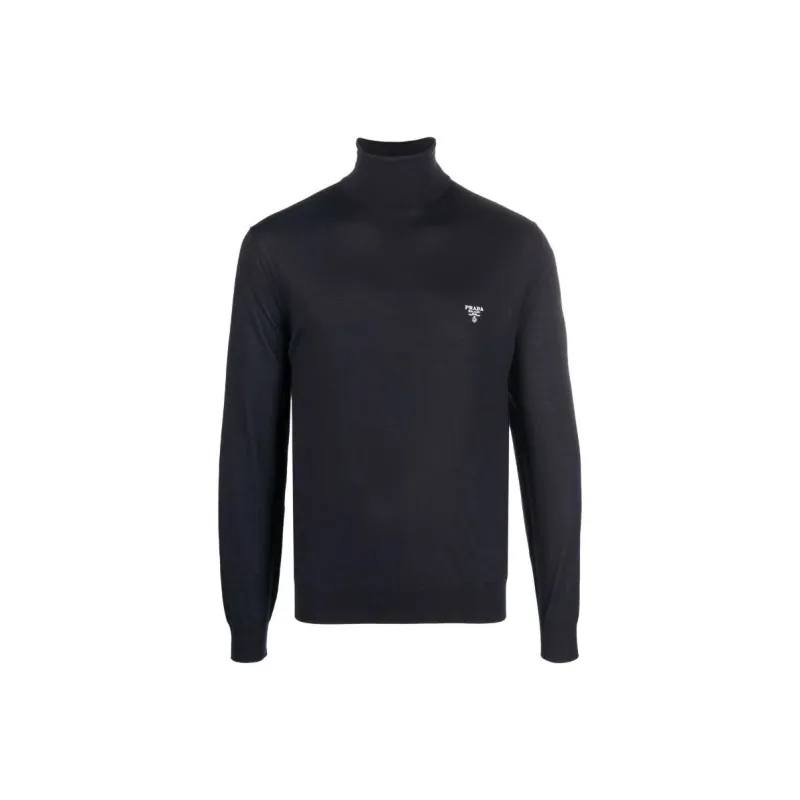PRADA Logo Fine-Knit Turtleneck Jumper-0