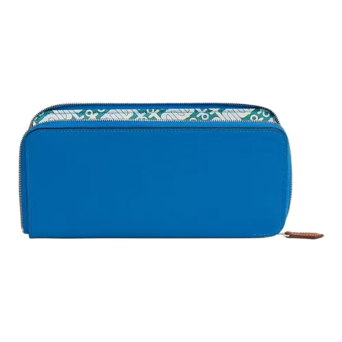 HERMES Silk'In Evercolor Calfskin Wallet Women's Sambal Blue & Dizzy Green & White