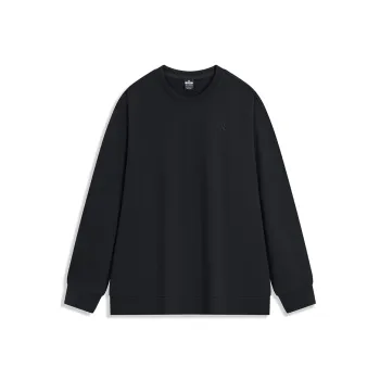 XTEP Versatile Casual Crew Neck Solid Color Sweatshirt Jet Black Men's