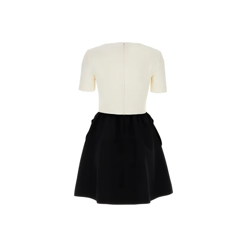 Valentino Crepe Couture Floral Detailed Short-Sleeved Mini Dress-1