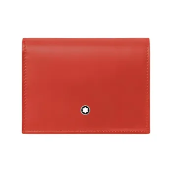 MONTBLANC Cow Leather Wallet Men's Coral Red