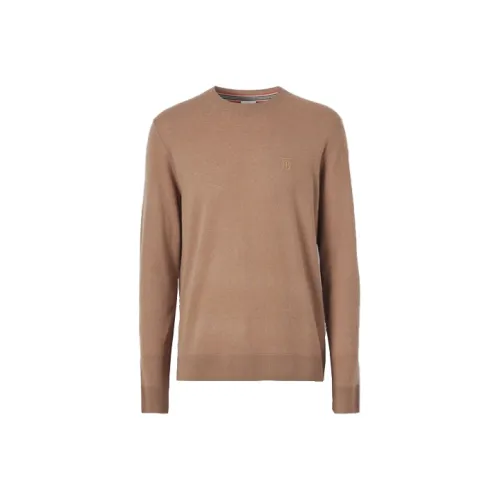 Burberry Cashmere Knitted Fabric Sweater Men's Camel 80443191