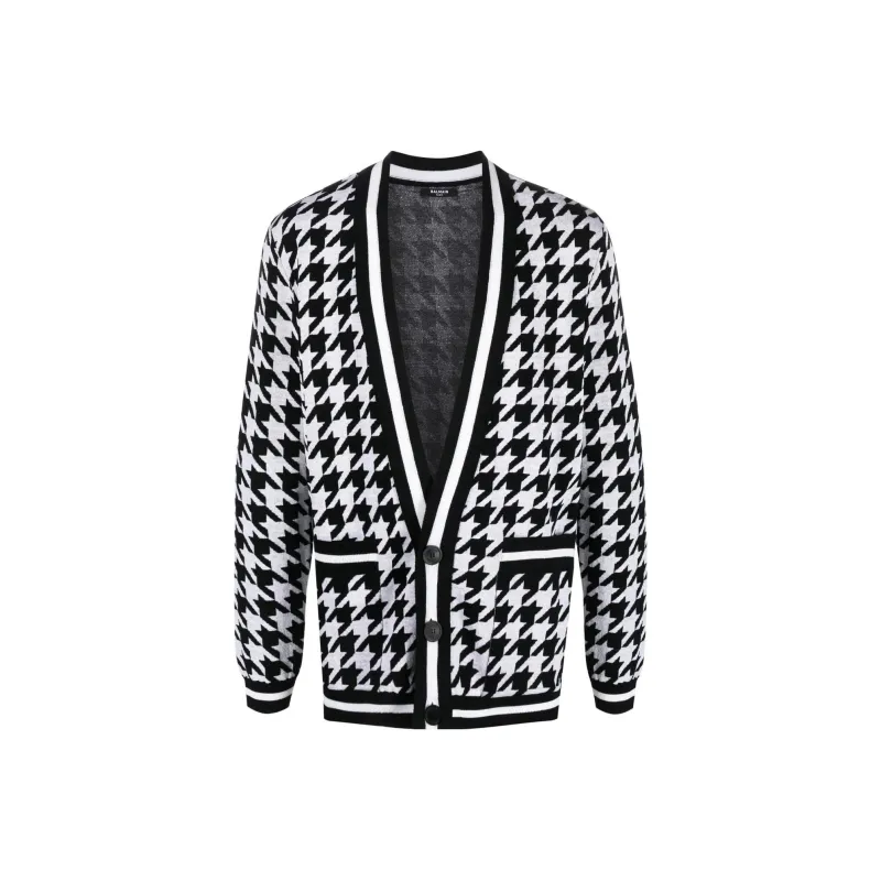 BALMAIN Houndstooth Knitted Cardigan-0