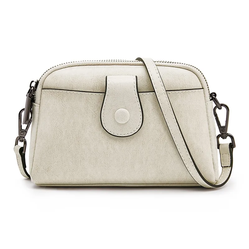 Old Man's Head Split Cow Leather Shoulder Bag, Crossbody Bag Regular Women's Black/White-7