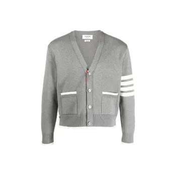THOM BROWNE 4 Bar Striped Buttoned Cardigan