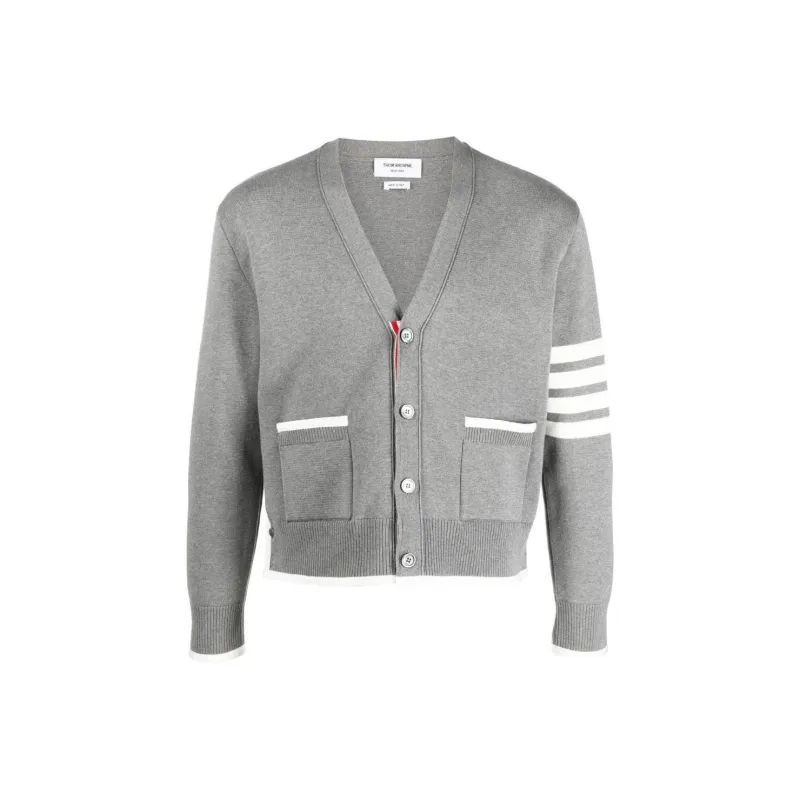 THOM BROWNE 4 Bar Striped Buttoned Cardigan-0