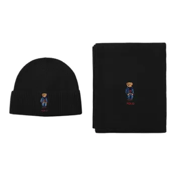 Polo Ralph Lauren Wool Nylon Knit Scarves Unisex Black