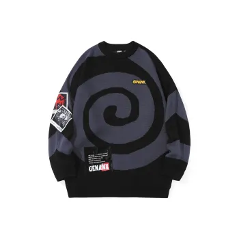 GENANX Sweaters Unisex Black Purple