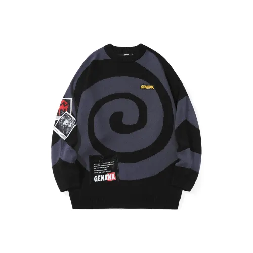 GENANX Sweaters Unisex Black Purple
