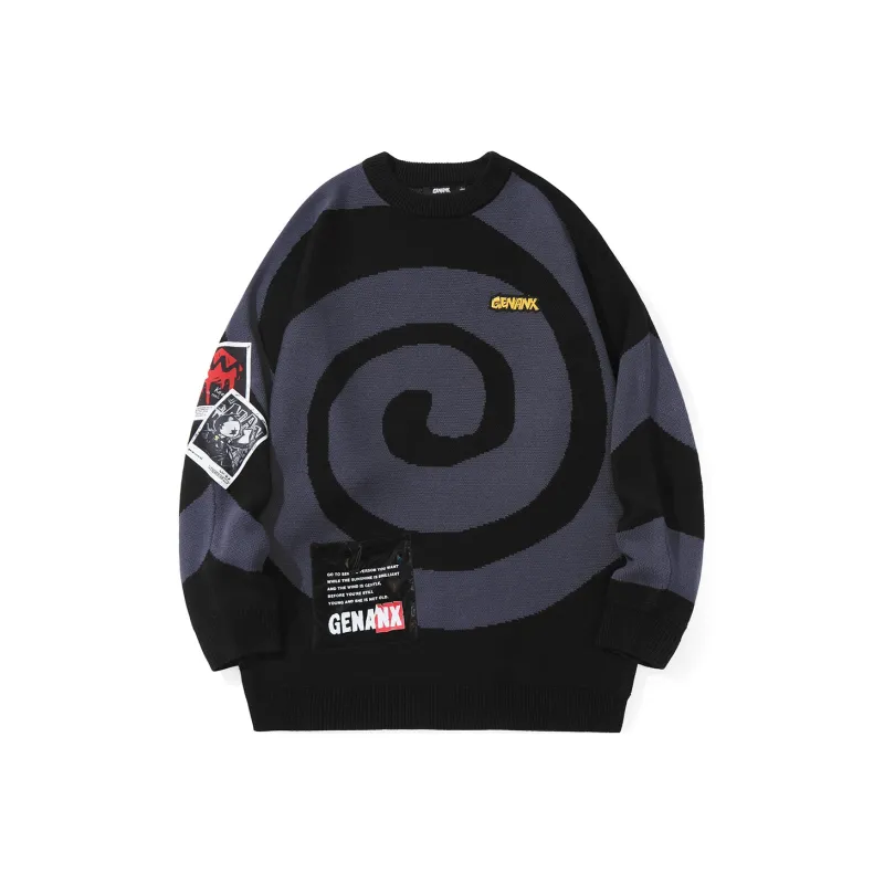 GENANX Sweaters Unisex Black Purple-0