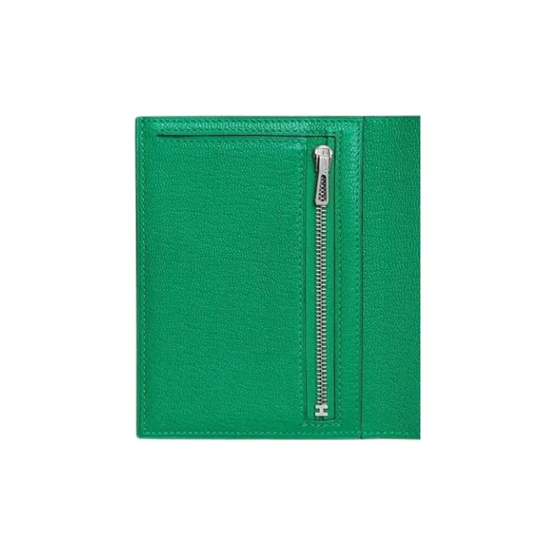 HERMES Bearn Mysore Goat Skin Card Holder Wallet Unisex 6W Menthe Mint Green-2