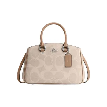 COACH Carryall Artificial Leather Shoulder Bag, Crossbody Bag, Handbag Trumpets Women's Sand Yellow & Taupe