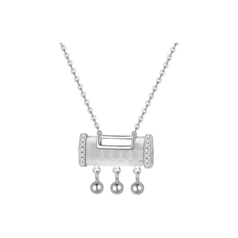 Artisan Lock Heart Jade Natural Chalcedony Necklaces Unisex-3