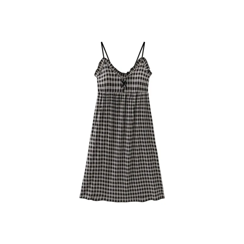 OEING Nightgown Women's Black Plaid-0