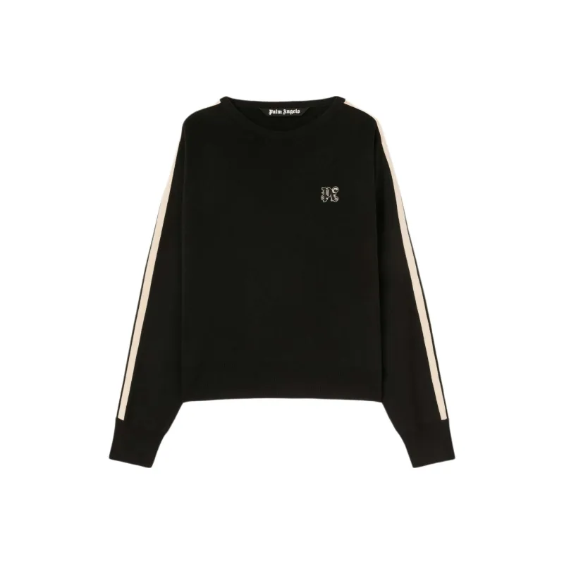 PALM ANGELS Monogram Embroidered Knitted Jumper-0