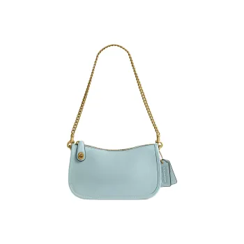 COACH Swinger Leather Handbag, Shoulder Bag Small Size Women's Light Blue