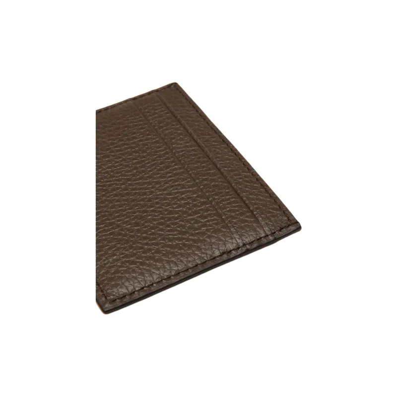 BALLY Grain Cow Leather Card Holder Regular Men's Brown-4