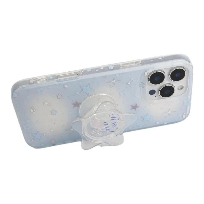 Sopi Acrylic Material Blue & White Blended Stars Phone Cases Compatible With IPhone 16/15 Pro Max/Apple 13/14 Pro/Max-3