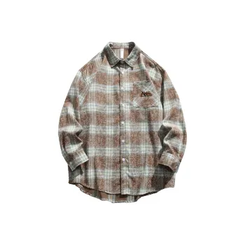 CLOR Shirt Unisex Brown Green Plaid