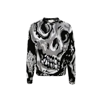 Alexander McQueen Skull Intarsia-Knit Crewneck Jumper