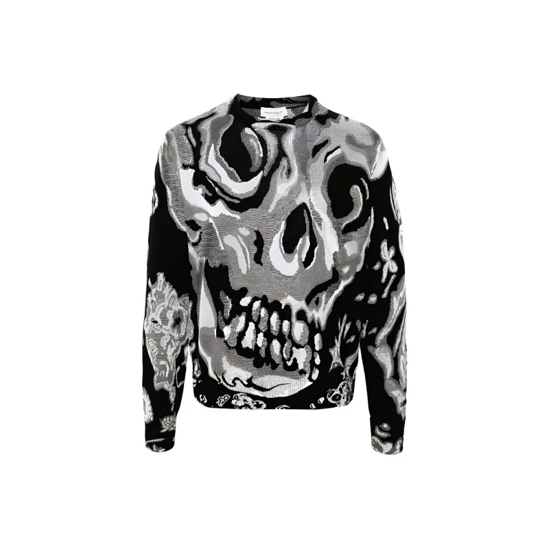Alexander McQueen Skull Intarsia Knit Crewneck Jumper-0