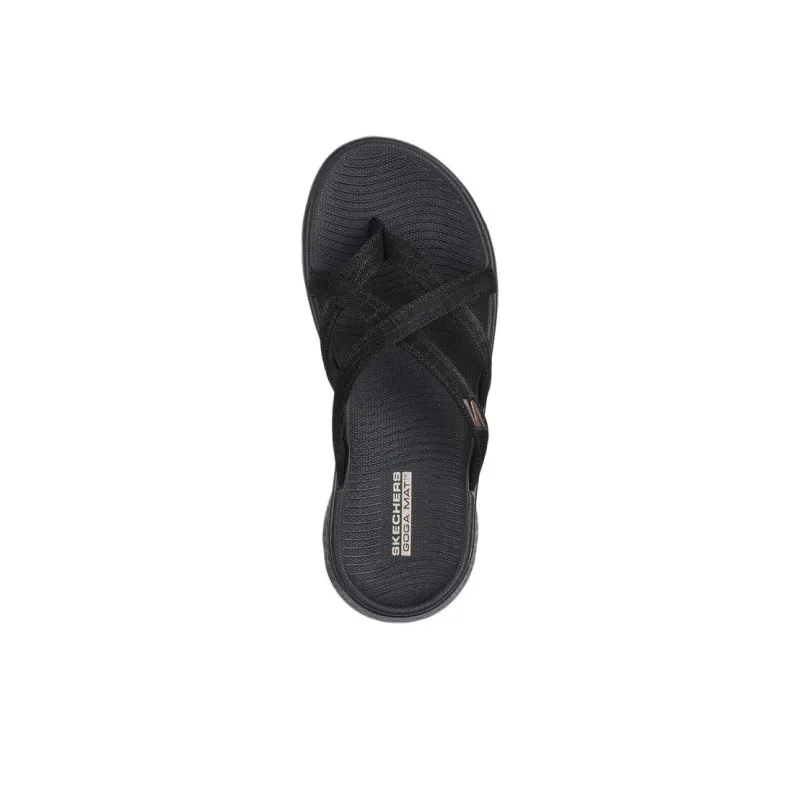 Skechers Go Walk Fle Woven Slip Resistant Flip Flops Women's Black-3