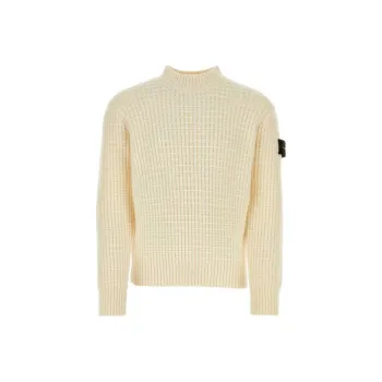 STONE ISLAND Logo Patch Mock Neck Sweater