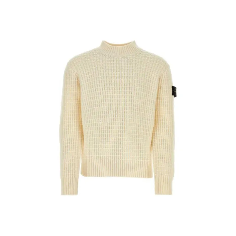 STONE ISLAND Logo Patch Mock Neck Sweater-0