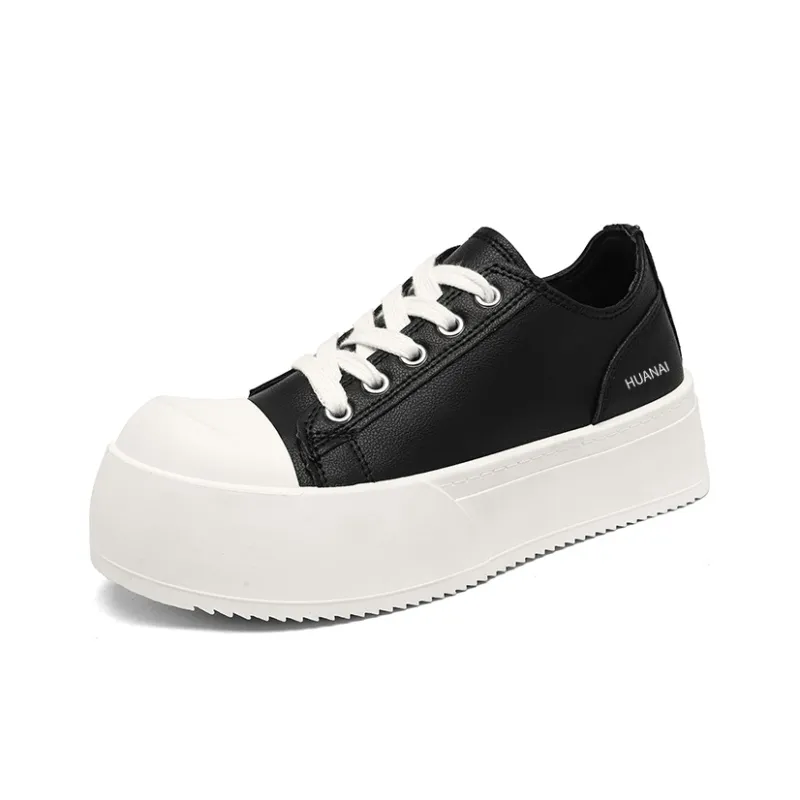 HUANAI Abrasion Resistant, Lightweight, And Breathable Low Top Skateboard Shoes Unisex Black-1