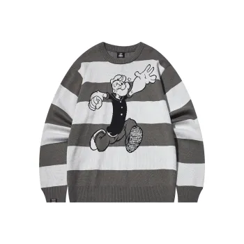 BEASTER Sweater Unisex Gray White Stripes