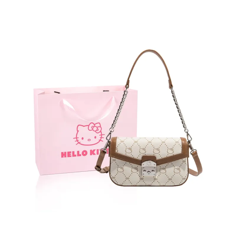 MESUCA Sanrio Hello Kitty Series PU Small Square Bag, Shoulder Bag, Crossbody Bag Women's Ecru/Khaki/Coffee-13